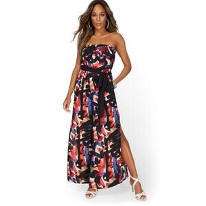 New York & Company Abstract Print Jumpsuit Size XXL Wide Leg Flowy Colorful Chic